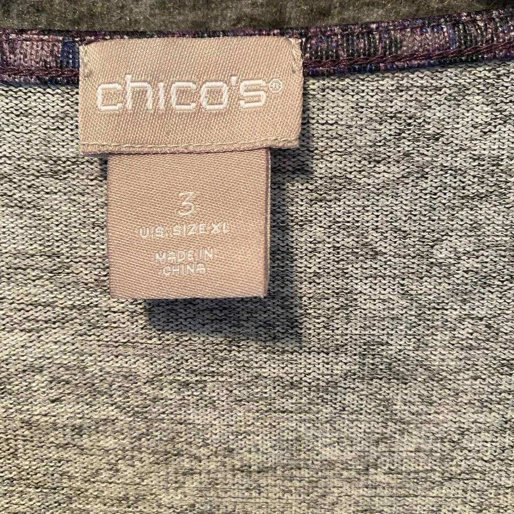 Chicos Sweater Womens 3 XL Paisley Hi Low Stretch Knit Top Tunic Button Cuff‎